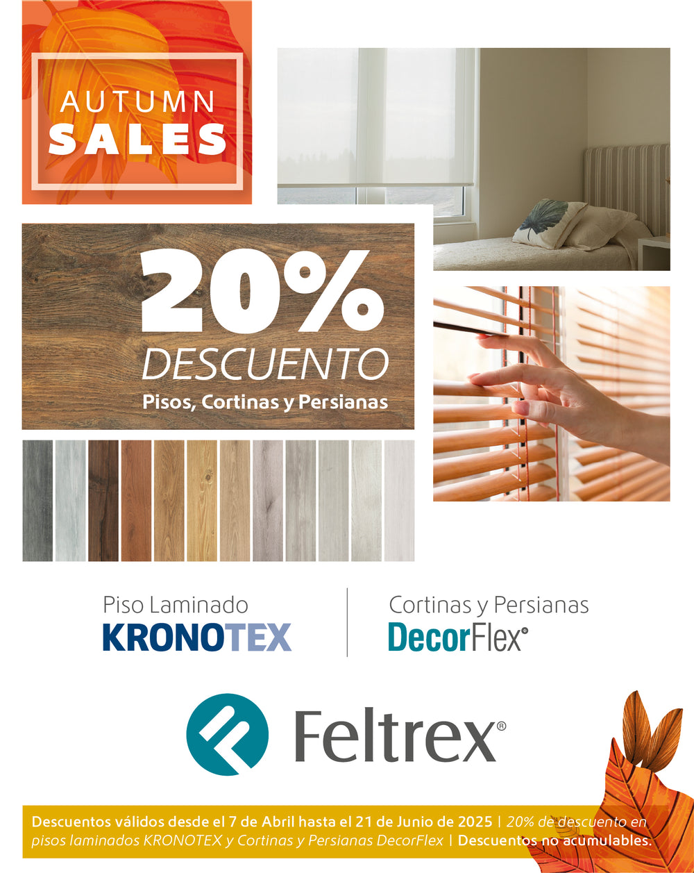 Feltrex, alfombras, pisos, persianas, textil hogar y aislantes.