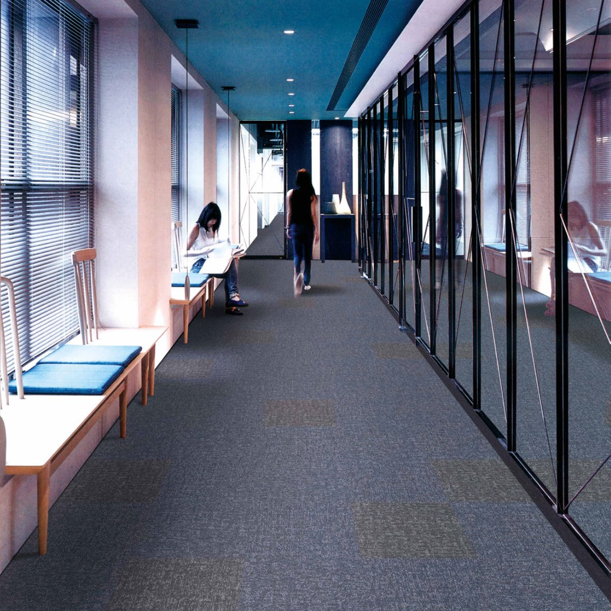 Alfombra Palmeta Quiet azul F80423 50x50