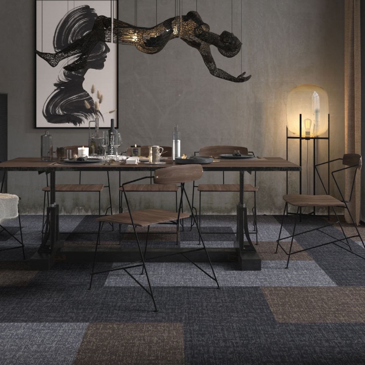 Alfombra Palmeta Quiet F80404 - 50 x 50Cms - Gris Oscuro