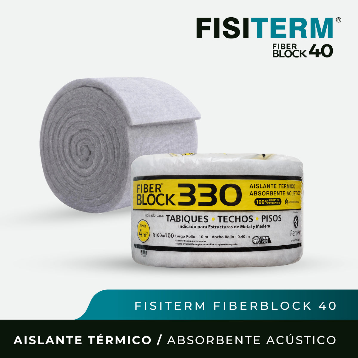 Aislante Fisiterm Fiberblock 330/40 - 55mm 0.40 x 10 Mts