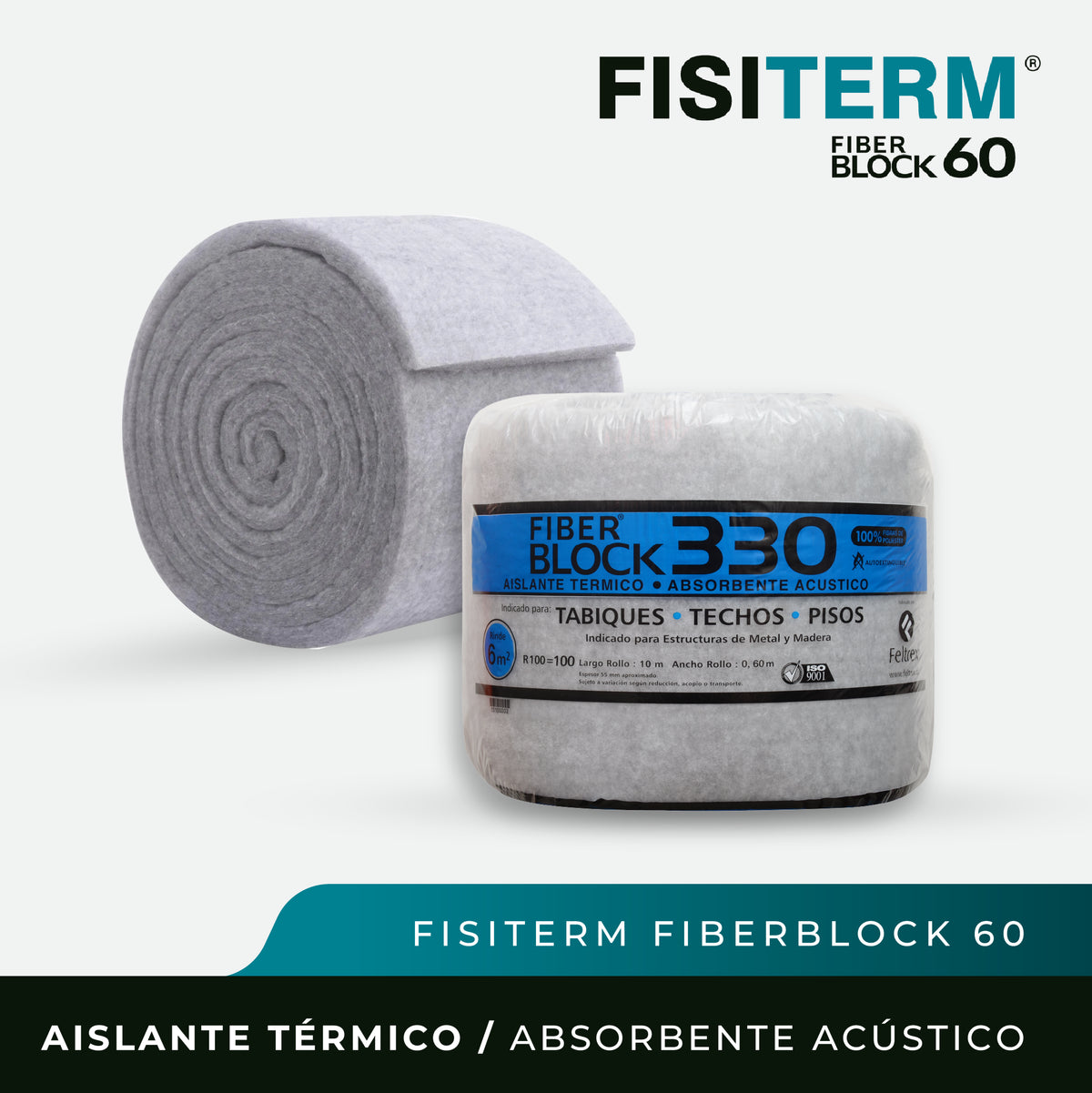 Aislante Fisiterm Fiberblock 330/60 - 55mm 0.60 x 10 Mts