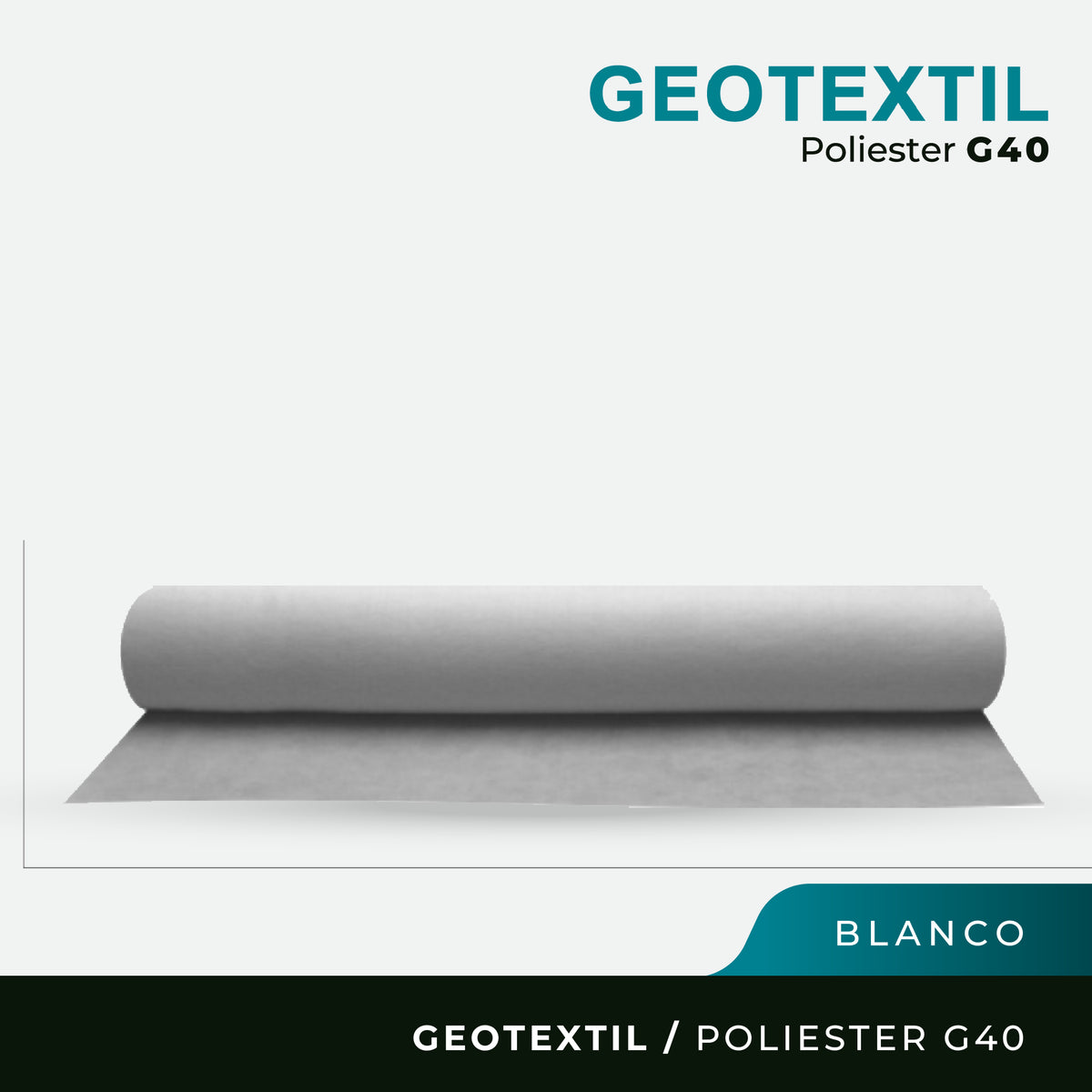 Geotextil Poliester G40 - 200grs/mt2 - 2,50 x 100Mts - Blanco