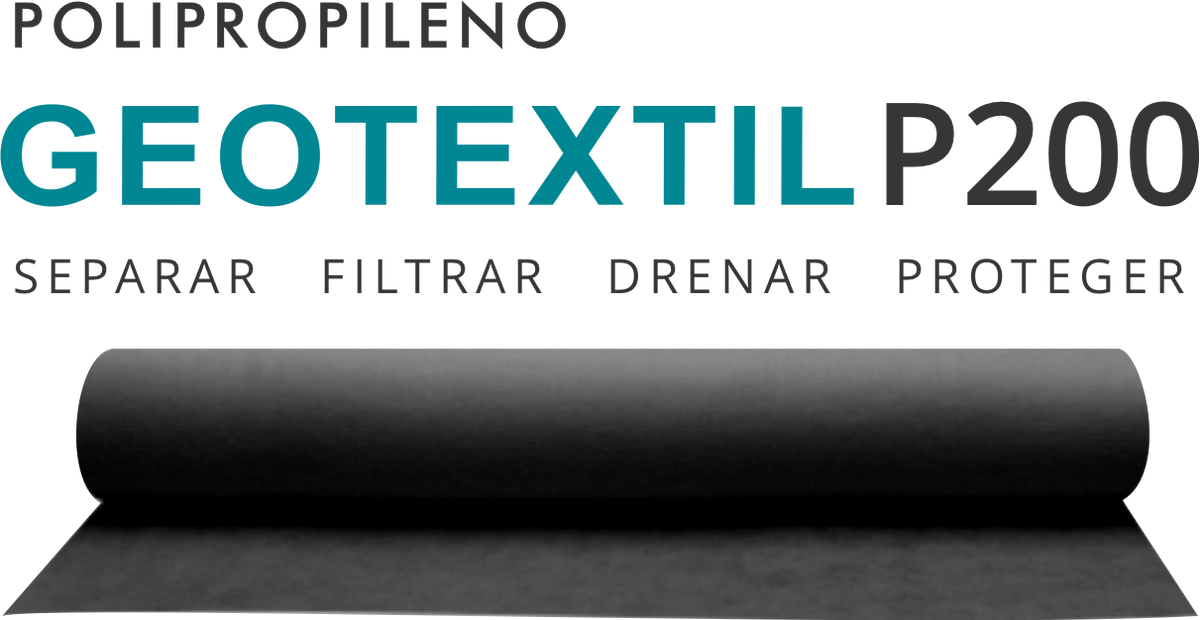GEOTEXTIL POLIPROPILENO P200 (NEGRO) - 200grs/mt2 - Ancho 4,00mts x 100mts largo