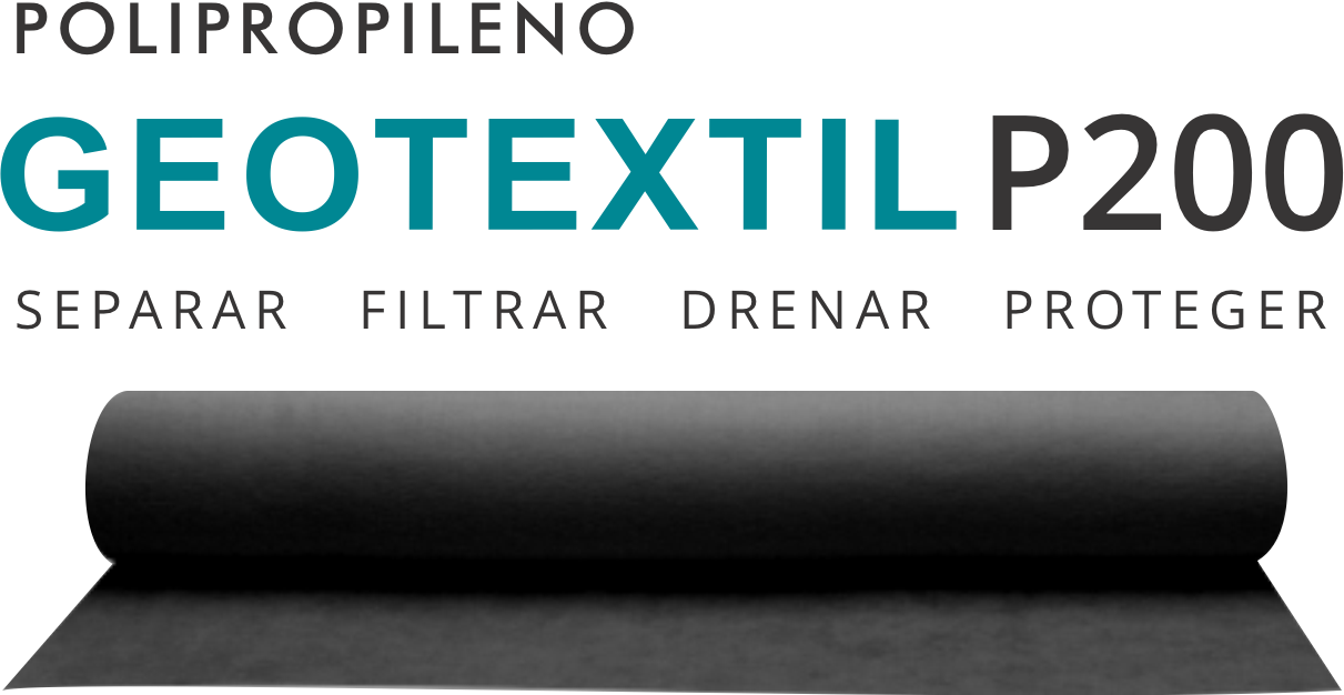 GEOTEXTIL POLIPROPILENO P200 (NEGRO) - 200grs/mt2 - Ancho 4,00mts x 100mts largo