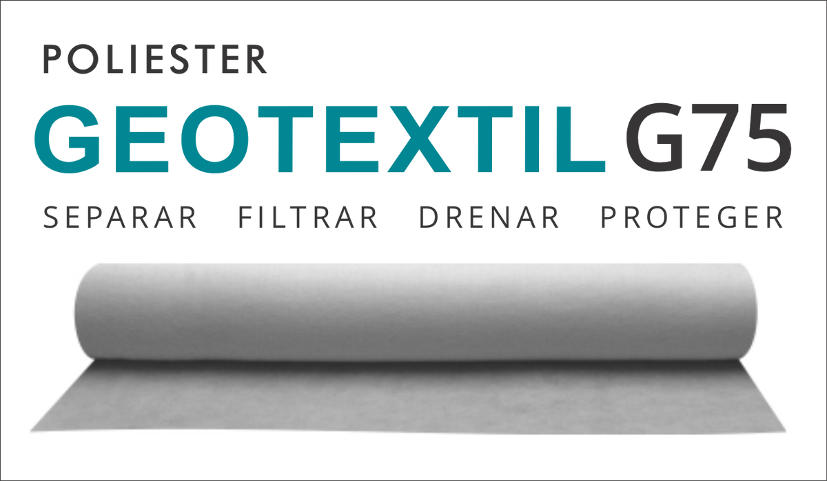 GEOTEXTIL G075 - 75grs/mt2 - Ancho 1,50mts x 100mts largo