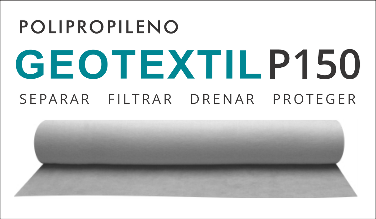 GEOTEXTIL POLIPROPILENO P150 - 150grs/mt2 - Ancho 4,00mts x 100mts largo