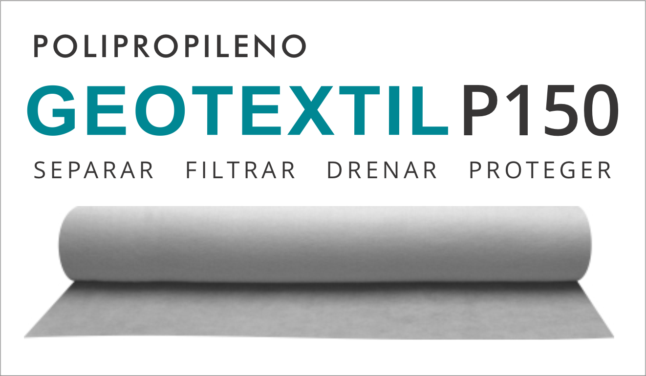 GEOTEXTIL POLIPROPILENO P150 - 150grs/mt2 - Ancho 2,50mts x 100mts largo