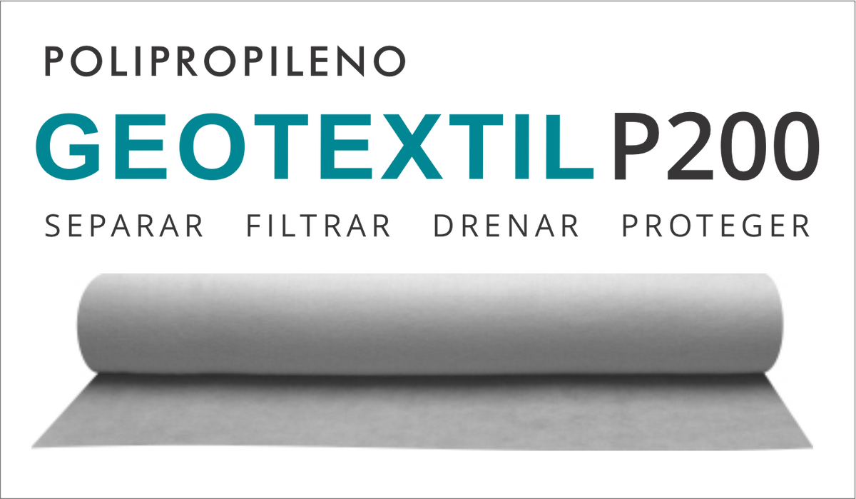 GEOTEXTIL POLIPROPILENO P200 (BLANCO) - 200grs/mt2 - Ancho 4,00mts x 100mts largo