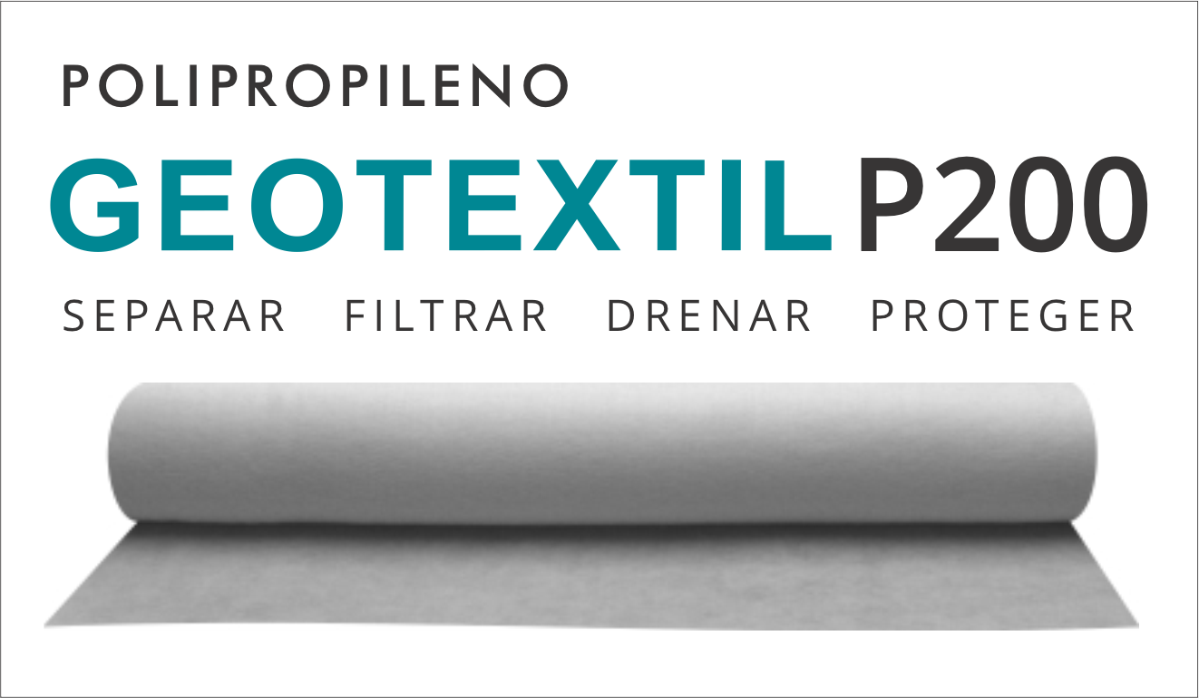 GEOTEXTIL POLIPROPILENO P200 (BLANCO) - 200grs/mt2 - Ancho 4,00mts x 100mts largo