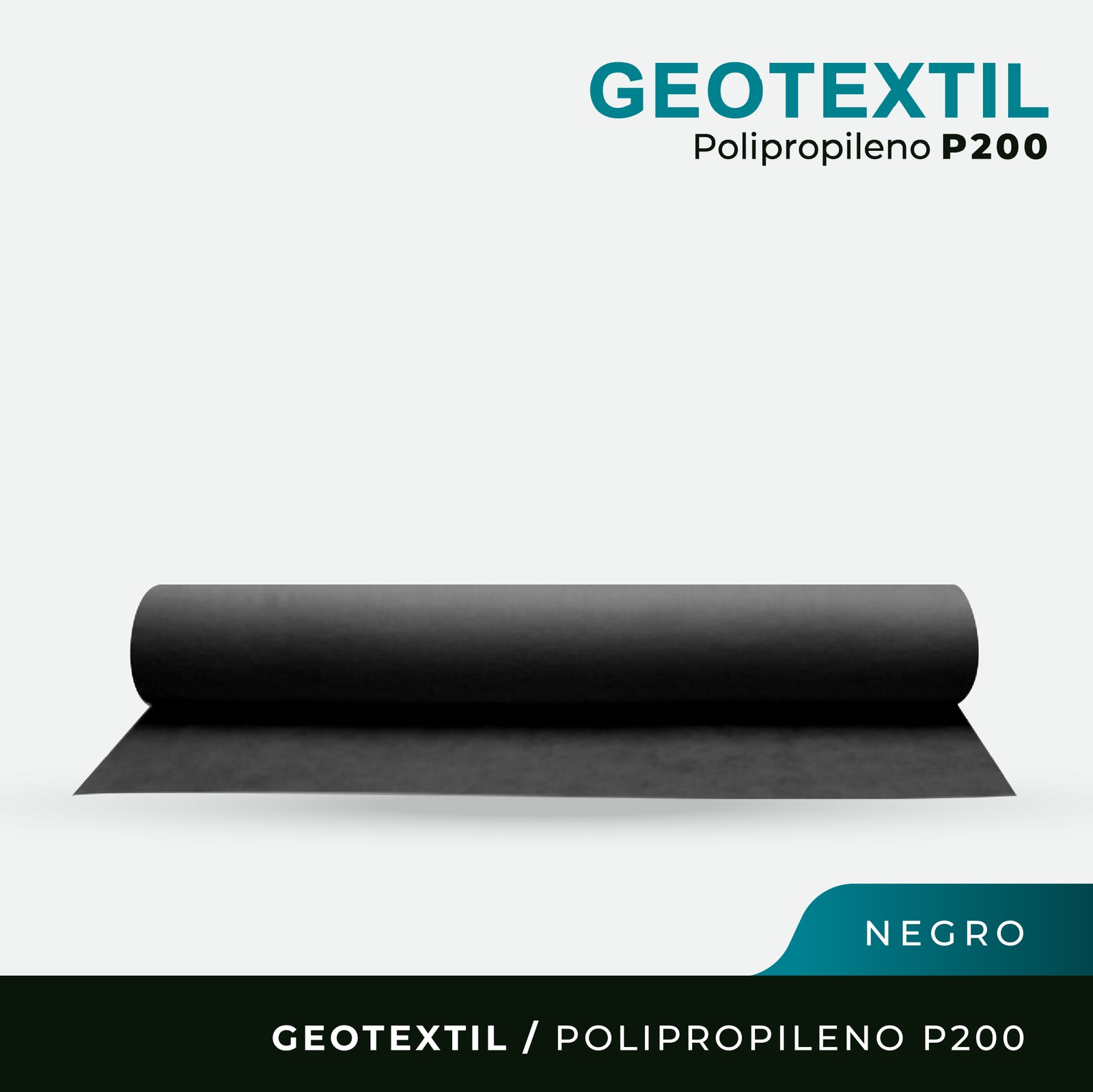 Geotextil Polipropileno P200 - 200grs/mt2 - 4,00 x 100Mts - Negro