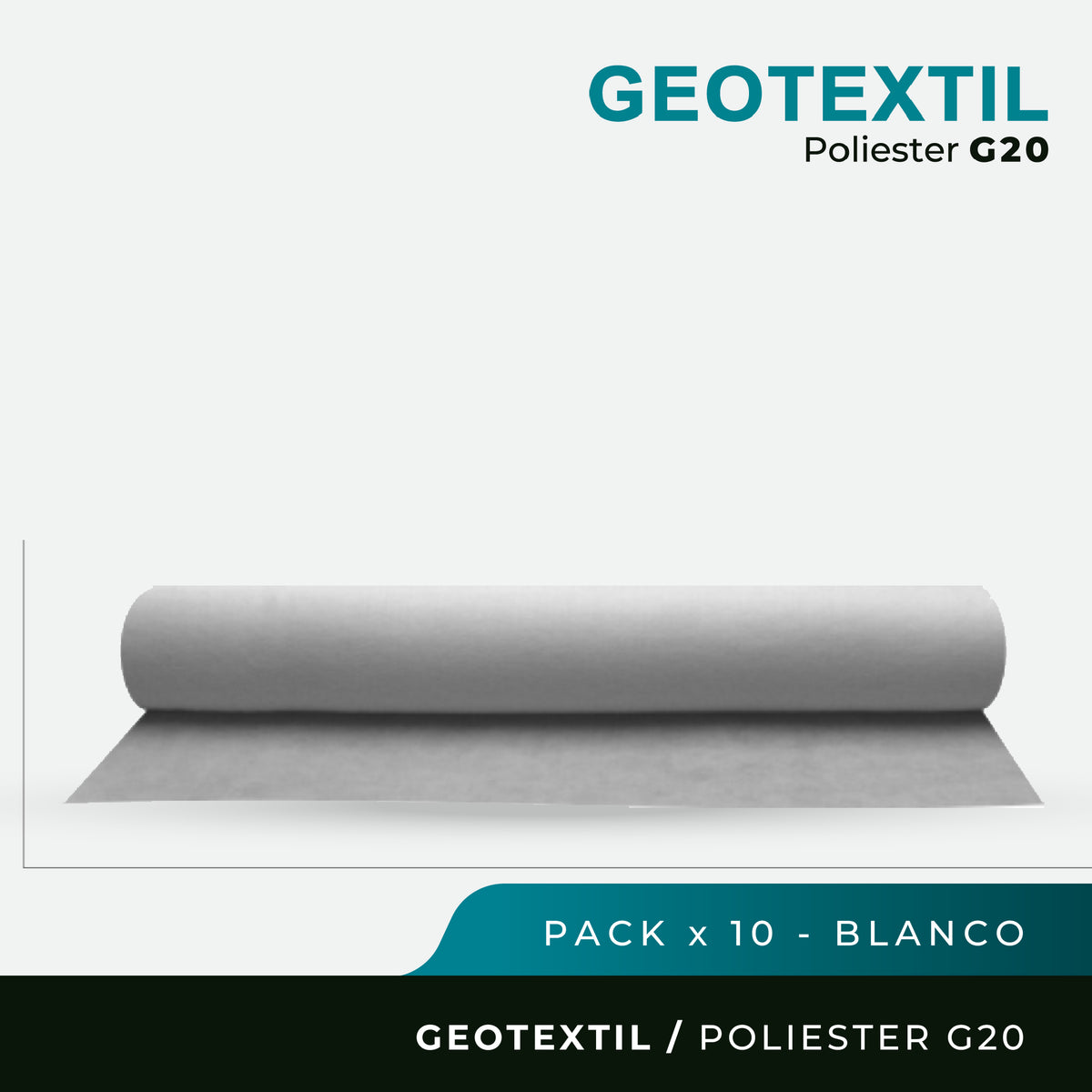 Geotextil Poliester G20 - 140grs/mt2 - 1,00 x 10Mts - Blanco - Pack 10 Unidades