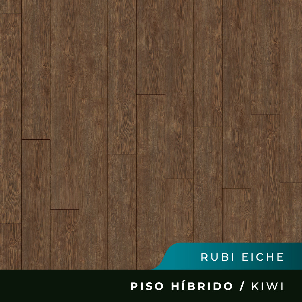 Piso Híbrido Kiwi Biselado - Rubi Eiche Braun - 5,5mm