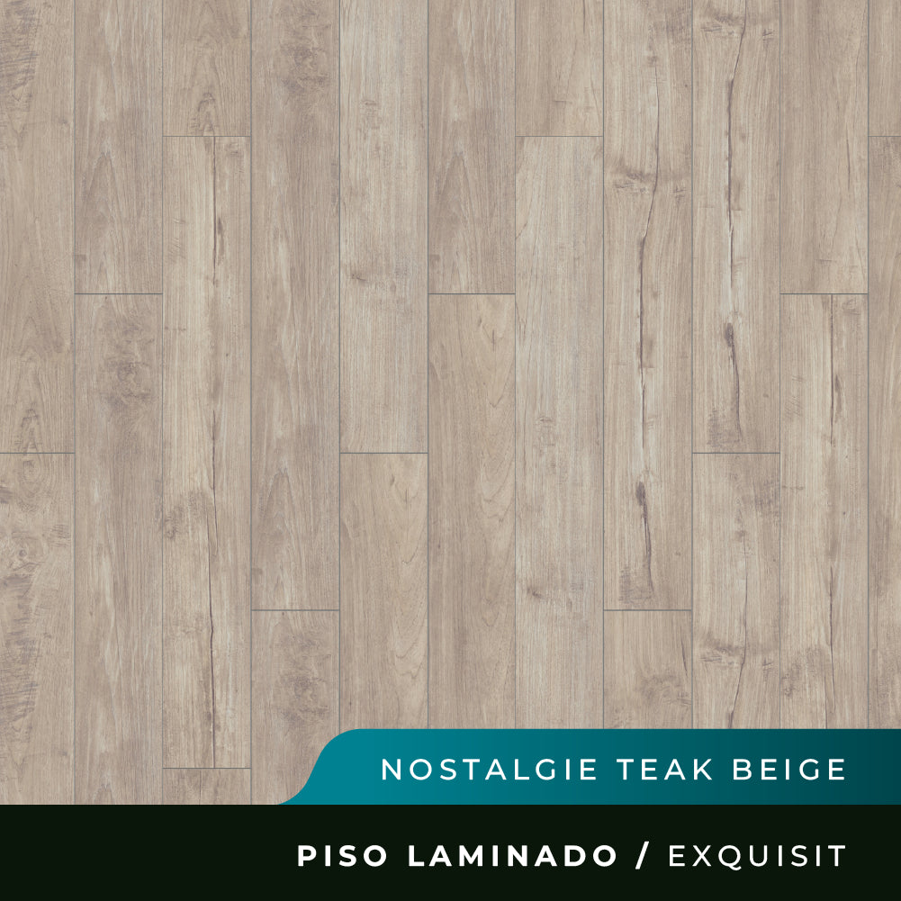 Piso Laminado Exquisit Biselado - Nostalgie Teak Beige - 8mm