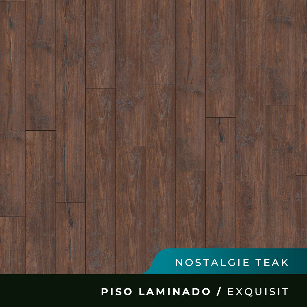 Piso Laminado Exquisit Biselado - Nostalgie Teak - 8mm