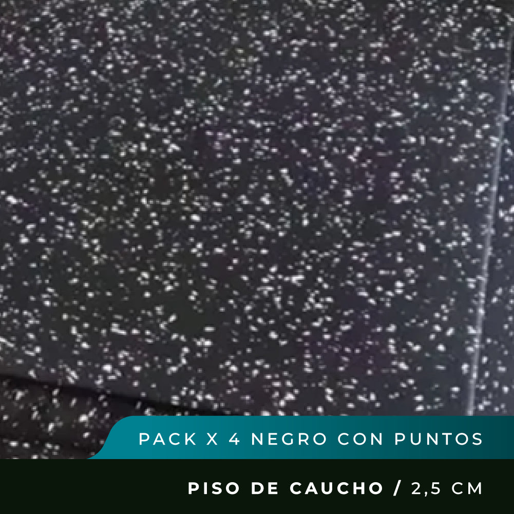 Piso de Caucho - Pack x 4 - Negro con Puntos - 2,5cm