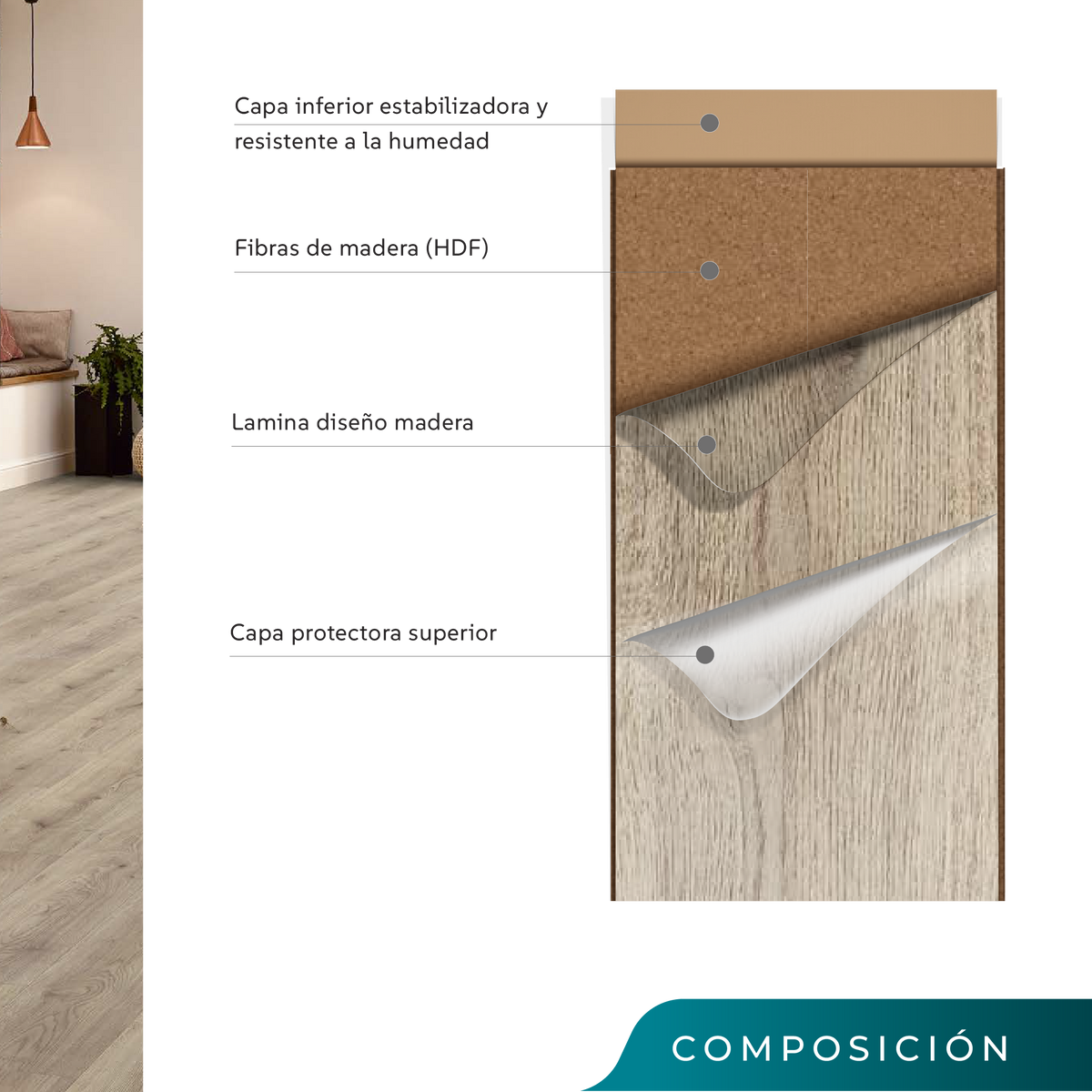 Piso Laminado Dynamic Trend Biselado - Oak Brown - 8mm