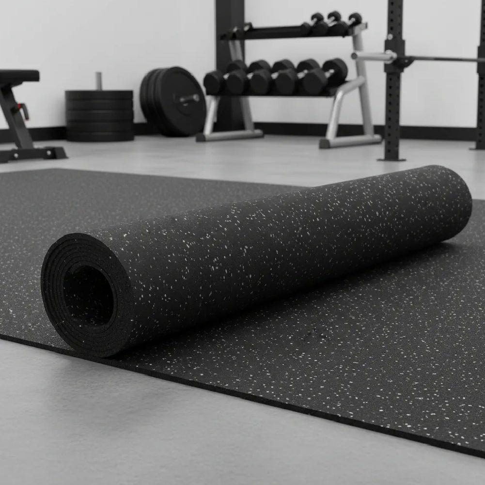 Piso de Caucho Rollo - Negro con Puntos - 2mm