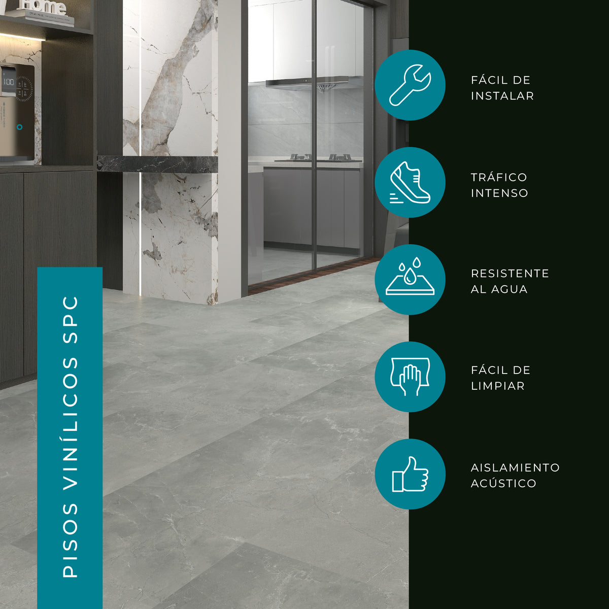 Piso Vinilico SPC Palmeta Plus - Onyx  5mm