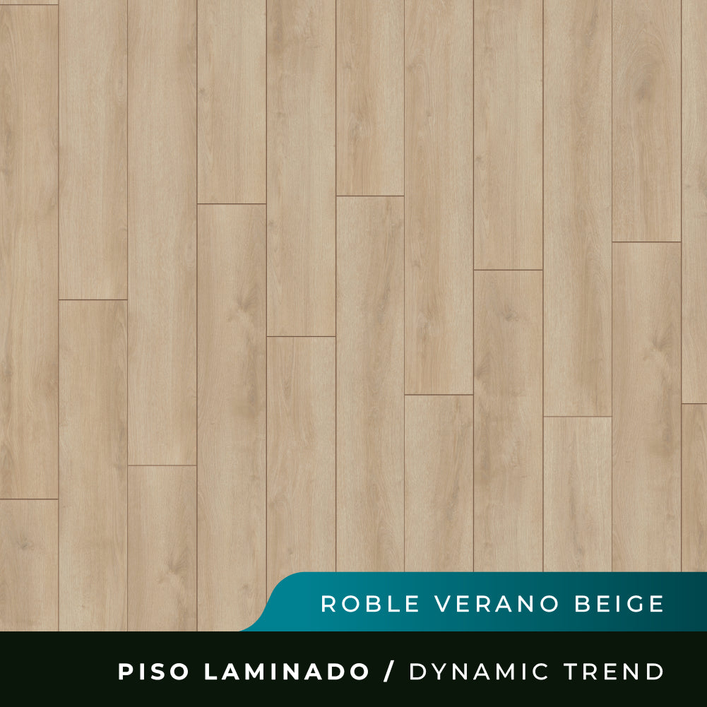 Piso Laminado Dynamic Trend Biselado - Roble Verano Beige - 8mm