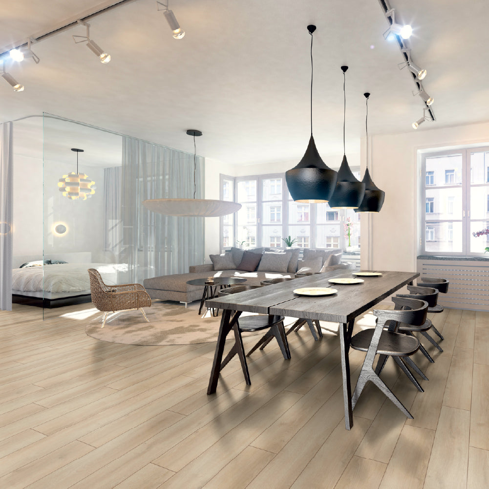 Piso Laminado Dynamic Trend Biselado - Roble Verano Beige - 8mm