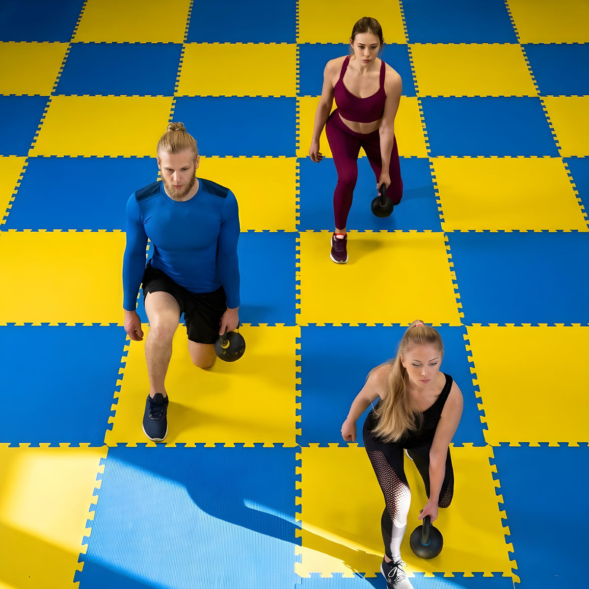 Piso Foamy Premium Tatami - Pack x 4 - Amarillo Azul - 2cm