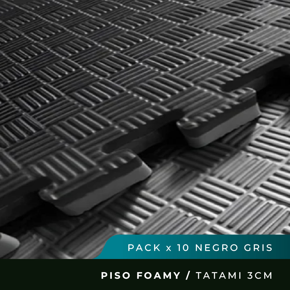 Piso Foamy Premium Tatami - Pack x 10 - Negro Gris - 3cm