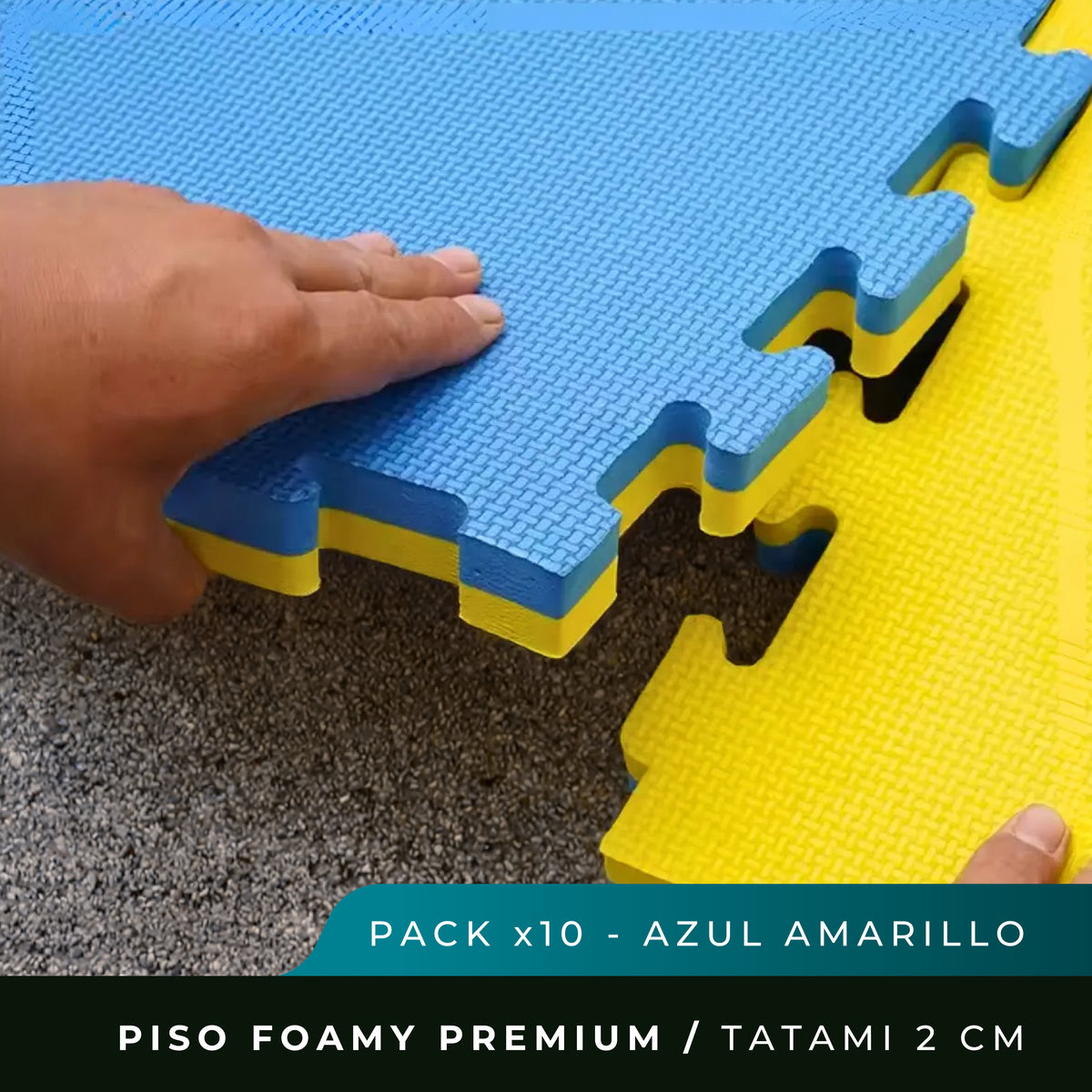 Piso Foamy Premium Tatami - Pack x 10 - Amarillo Azul - 2cm