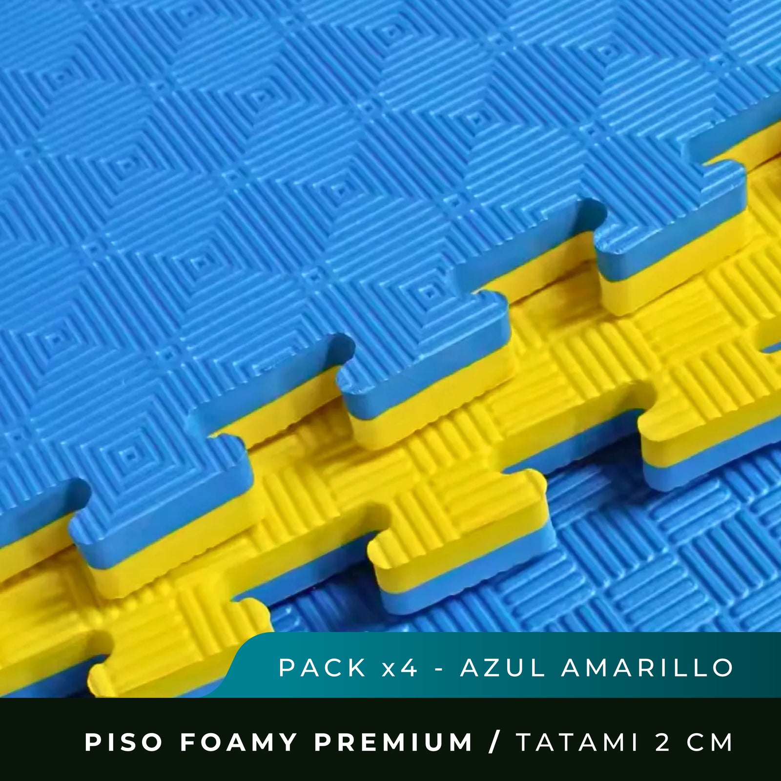 Piso Foamy Premium Tatami - Pack x 4 - Amarillo Azul - 2cm