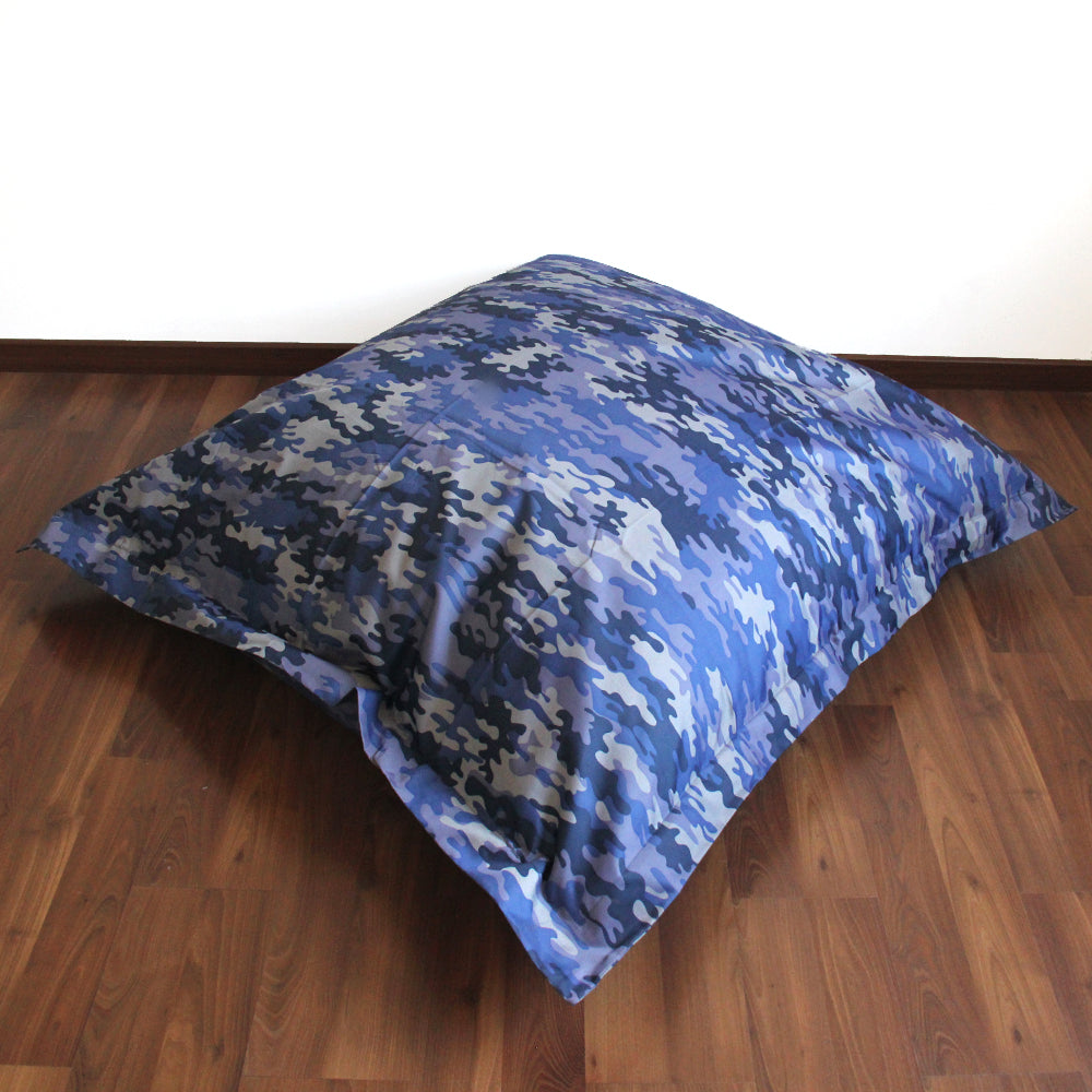 PUFF PERA AZUL CAMUFLADO TELA  IMPERMEABLE 1,40 x 1,40 mt