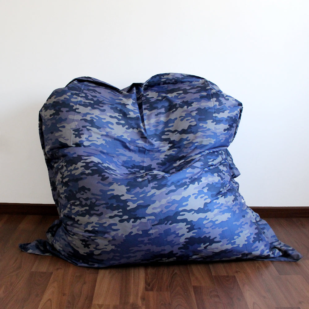 PUFF PERA AZUL CAMUFLADO TELA  IMPERMEABLE 1,40 x 1,40 mt