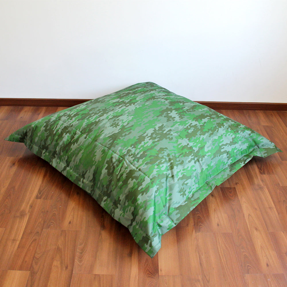 PUFF PERA VERDE CAMUFLADO TELA  IMPERMEABLE 1,40 x 1,40 mt